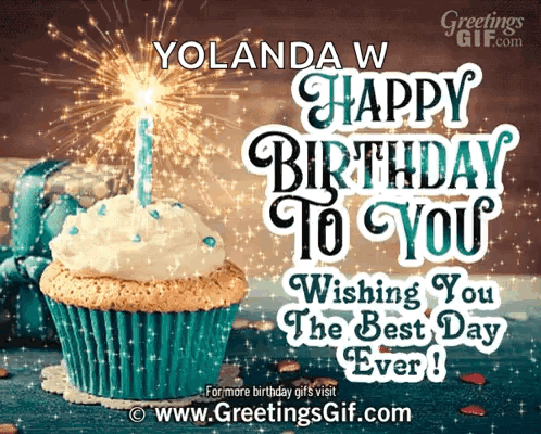Cupcake With Candle Saying Yolanda Happy Birthday