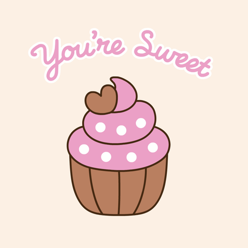 Cupcake With Heart Saying You're Sweet