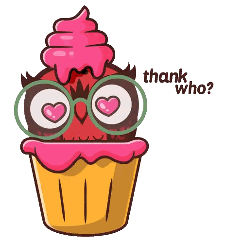 Cupcake with Owl Saying Thank You