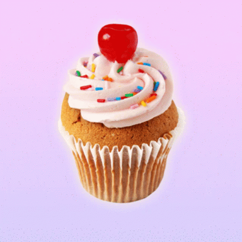 Cupcake With Pink Frosting And Sprinkles GIF