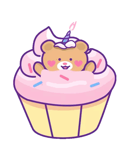Cupcake with Teddy Bear and Candle