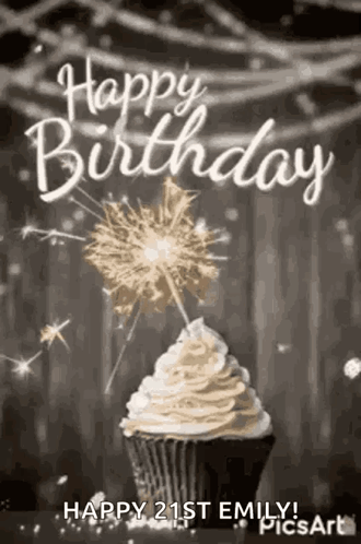 Cupcake With Whipped Cream and Sparkler