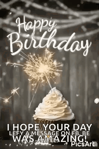 Cupcake With Whipped Cream and Sparkler