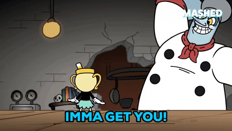 Cuphead Chef Saltbaker Stabbing A Table GIF