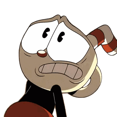 Cuphead with Cane in Mouth