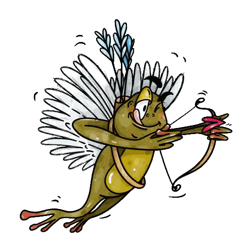 Cupid Frog With Wings and Bow