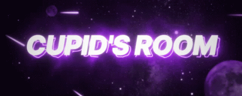 Cupid 'S Room Is Written In Purple Letters GIF