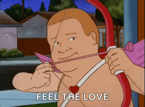 Cupid With Bow And Arrow Saying Feel The Love GIF
