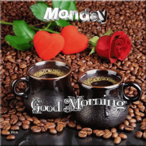 Cups Of Monday Coffee With Beans GIF
