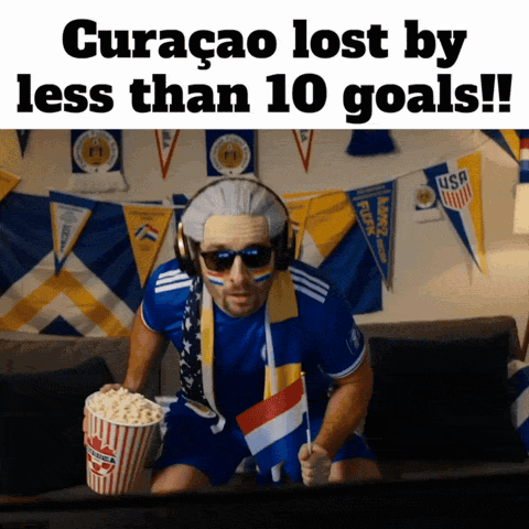 Curaçao Lost by Less Than 10 Goals Man Holding Popcorn
