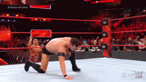 Curb Stomp Seth Rollins And Choking Opponent GIF