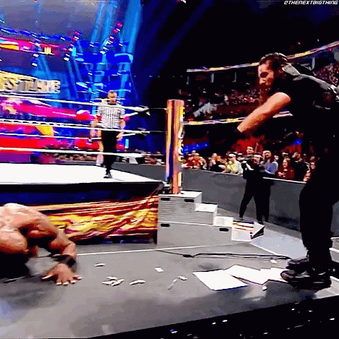 Curb Stomp Seth Rollins In Black Shirt GIF