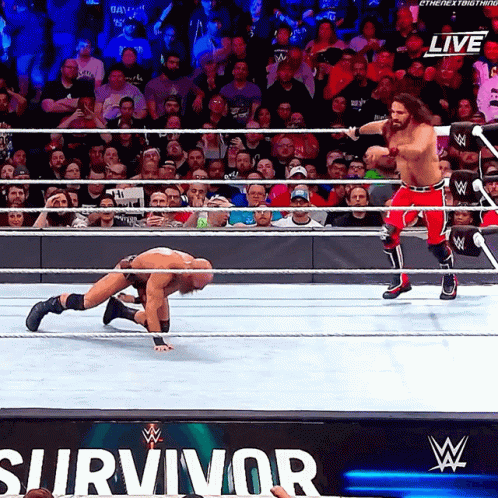 Curb Stomp Seth Rollins Opponent Bald Man GIF