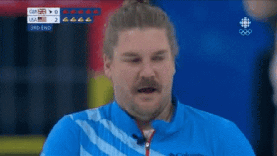 Curling Athlete Matt Hamilton Brushing Shoulders GIF