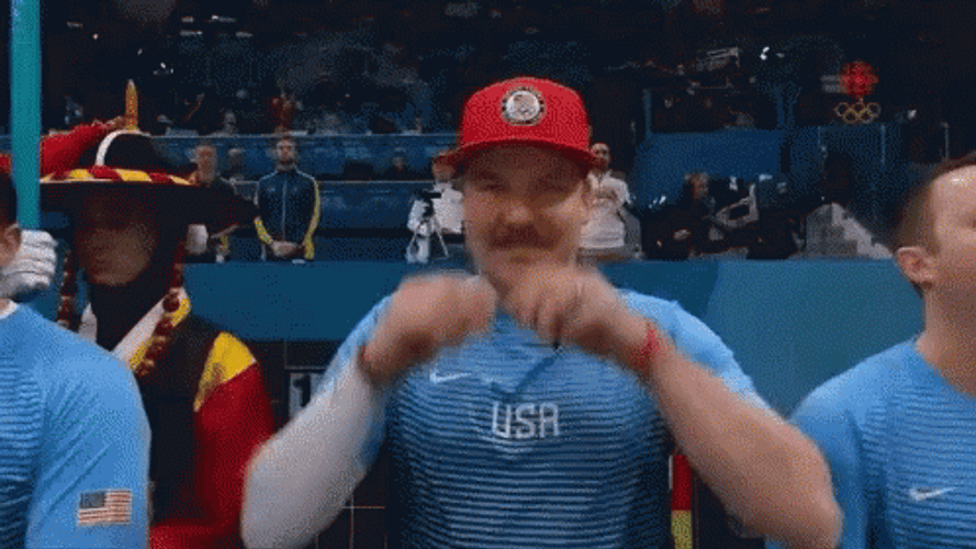 Curling Athlete Matt Hamilton Pointing GIF