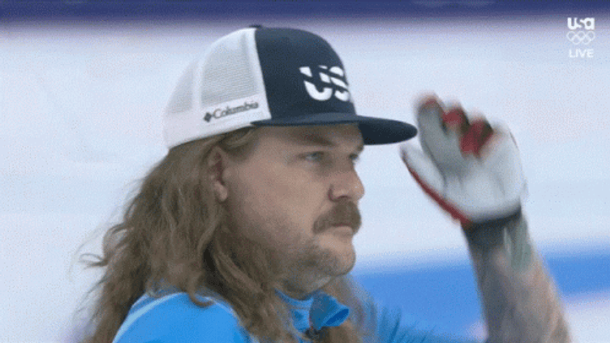 Curling Athlete Matt Hamilton Raising Cap GIF
