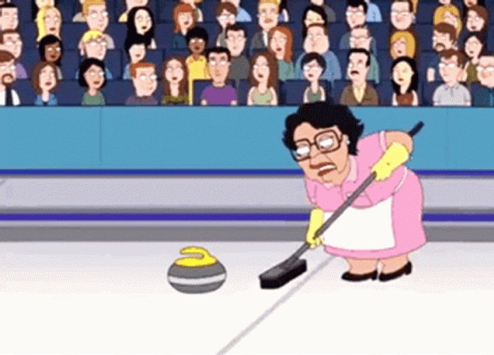 Curling Cartoon Grandma GIF