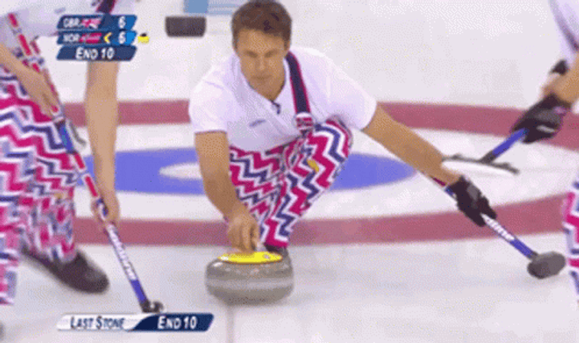 Curling Norway Team In Stripes Pants GIF