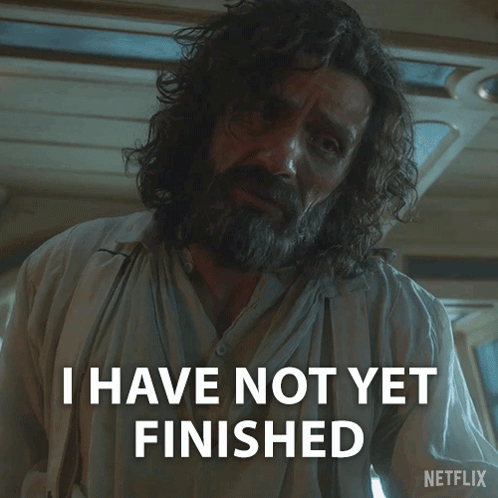 Curly Hair Beard Man Says I Have Not Yet Finished