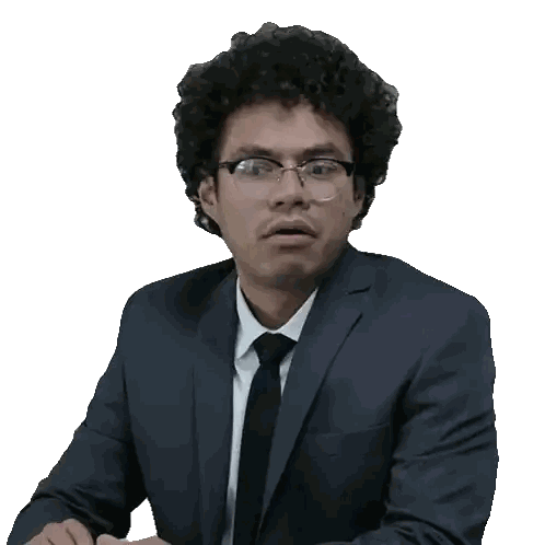 Curly Hair Man In Blue Suit