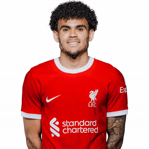 Curly Hair Man In Red Standard Chartered Shirt GIF