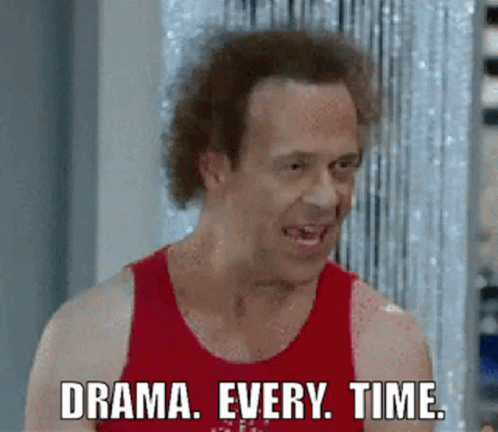 Curly Man Red-Tank-Top Says Drama Every Time
