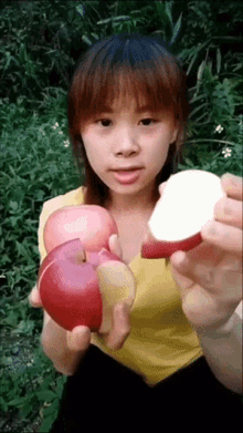 Cursed Asian Woman Eating Apple GIF
