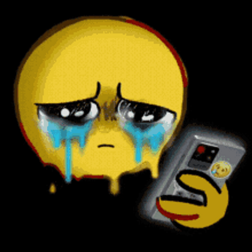 Yellow cursed crying emoji