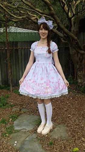 Curtsy Demure Girl Wearing Vintage Dress GIF