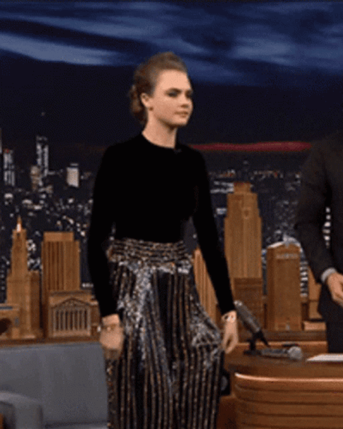 Curtsy Cara Delevingne Tonight Show GIF