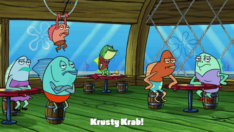 Customers Waiting Inside Krusty Krab GIF