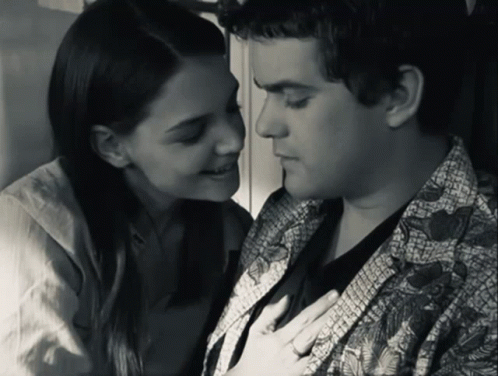 Cute And Sweet Couple Kiss On Cheek GIF