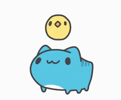 Cute Animated Blue Cat Playing GIF