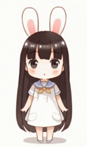 Cute Animated Bunny Girl Bowing GIF