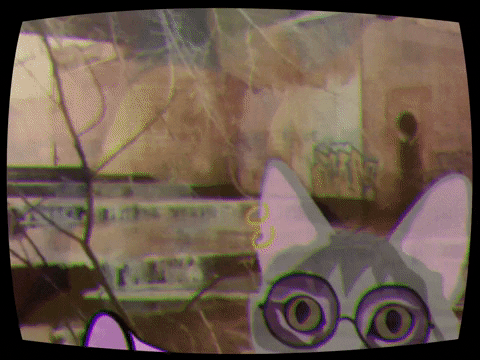 Cute Animated Cat In Tv GIF
