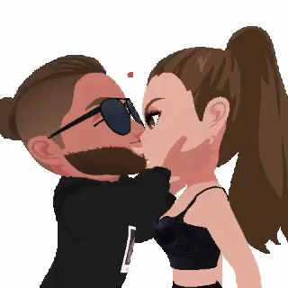 Cute Animated Couple Kiss Kiss GIF