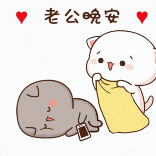 Cute Animated Covering Blanket Peachy Cat GIF