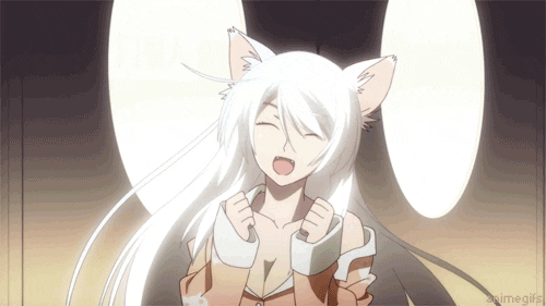 Cute Animated Happy Tsubasa Hanekawa GIF