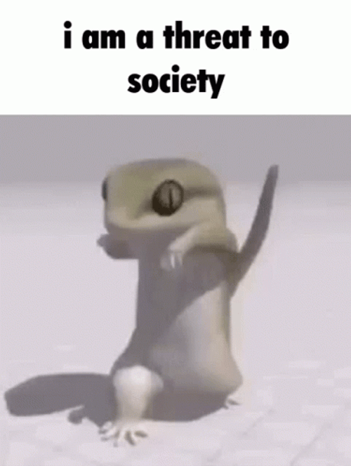 Cute Animated Lizard Threat To Society Meme GIF