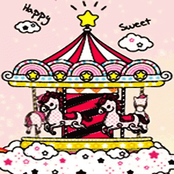 Cute Animated Merry Go Round GIF