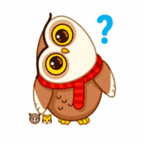 Cute Animated Owl Confused Question Mark GIF