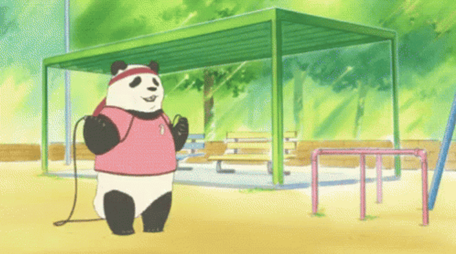 Cute Animated Panda Skipping Rope GIF