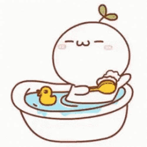 Cute Animated Quby Taking A Bath GIF