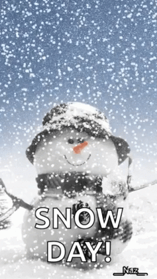 Cute Animated Snow Man Outside On Snow Day GIF