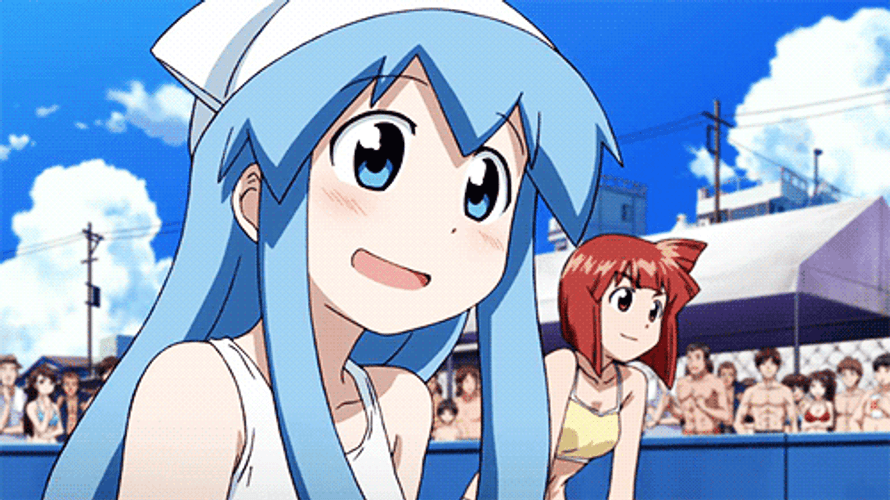 Cute Anime Blue Haired Girl Talking GIF