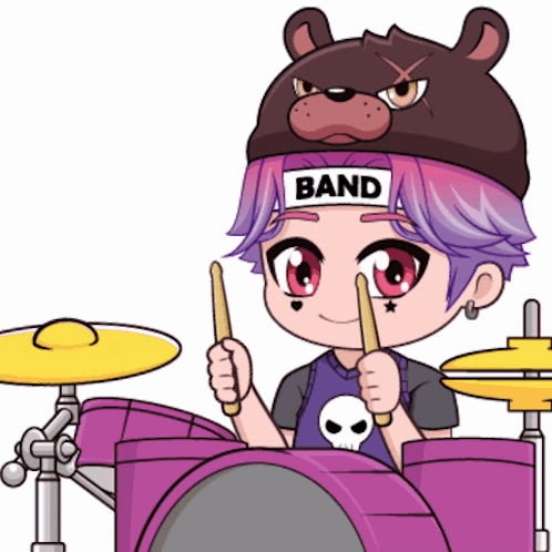 Cute Anime Cartoon Doing Drumroll GIF