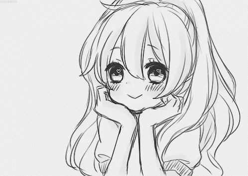 Cute Anime Girl Drawing Staring GIF