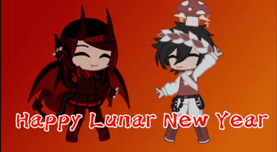 Cute Anime Happy Lunar New Year Dance GIF