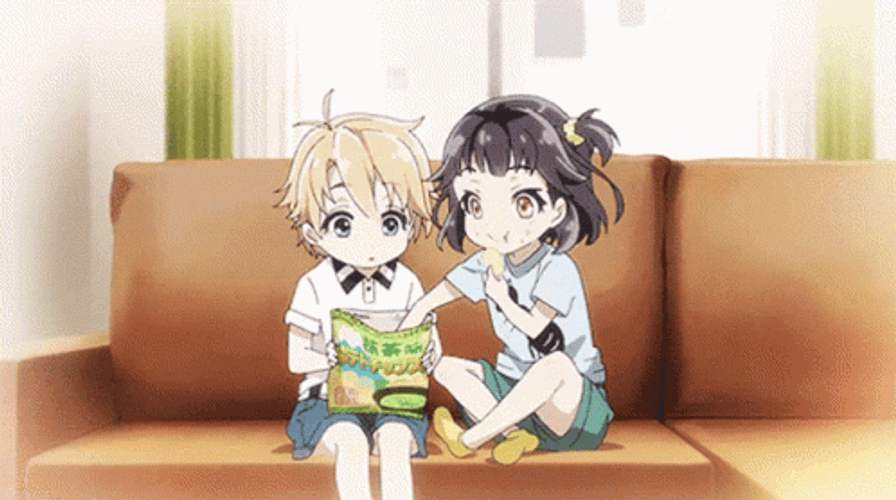 Cute Anime Homura Funny Snacking GIF