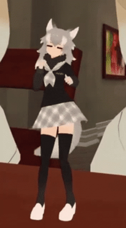 Cute Anime Wolf Girl Dancing GIF